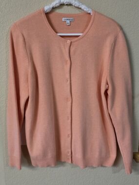 croft & barrow Peach Button-Front Crewneck Cardigan
